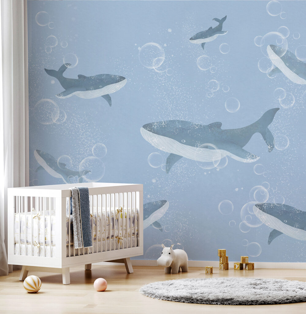 A group of whales swimming in water
