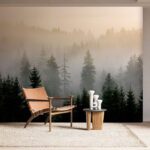 Фотошпалери Туманний ліс з деревами
