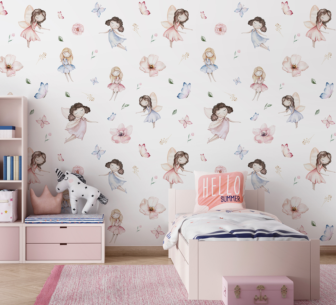 Pattern of fairies and butterflies Pattern of fairies and butterflies