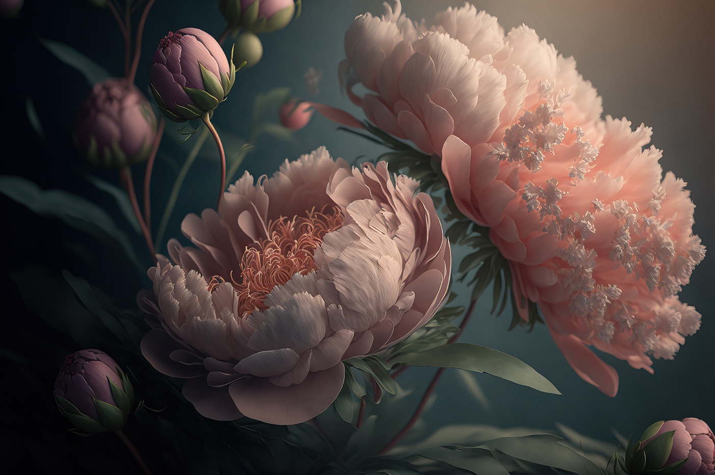 Delicate peonies in soft colors Delicate peonies in soft colors