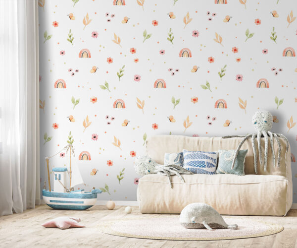 Pattern of flowers and rainbows Pattern of flowers and rainbows