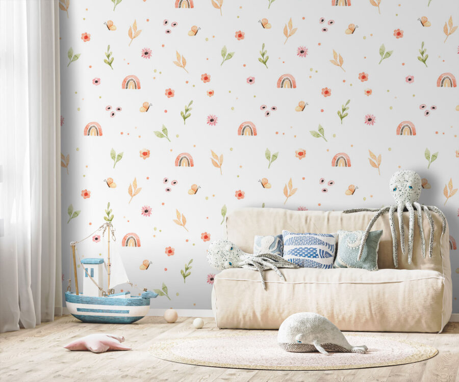 Pattern of flowers and rainbows Pattern of flowers and rainbows