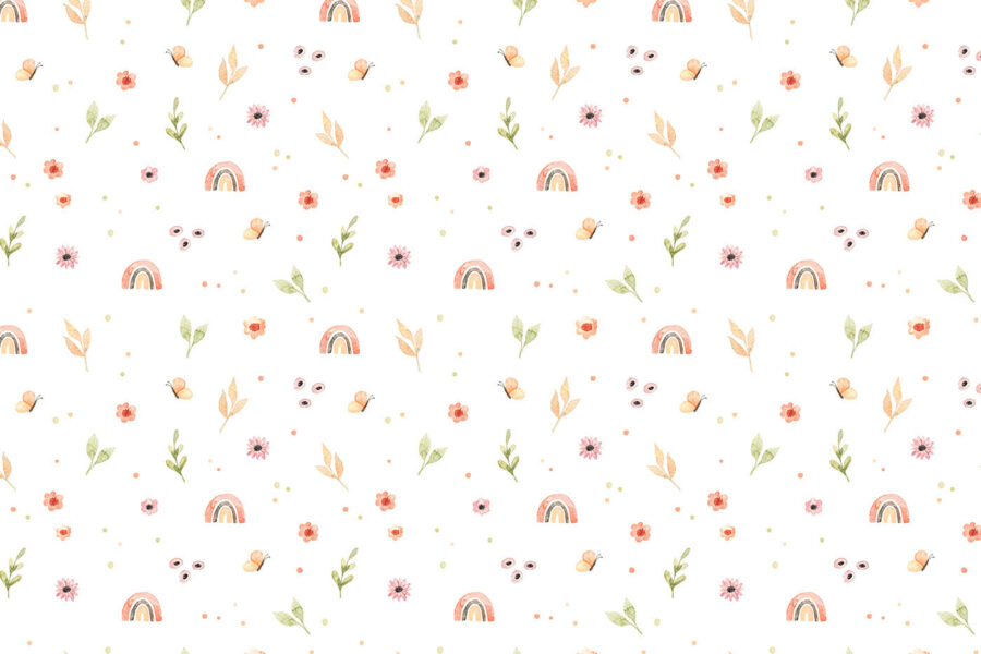 Pattern of flowers and rainbows Pattern of flowers and rainbows