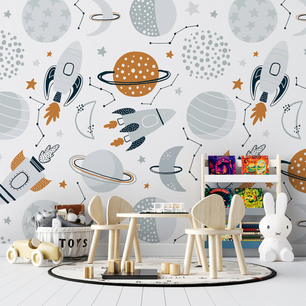 Pattern of planets and rockets