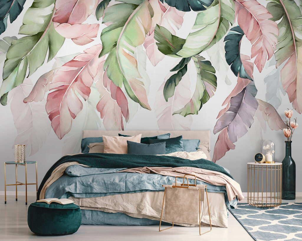 Delicate leaves in soft pastel hues