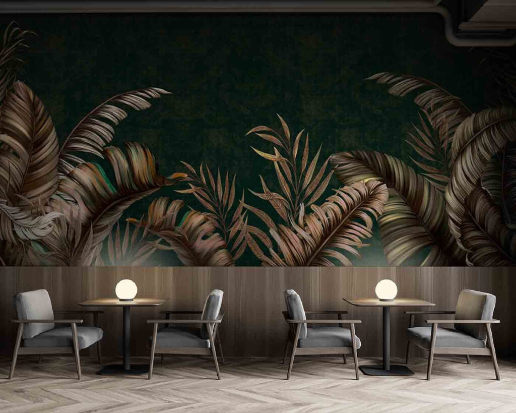 Tropical leaves on a rich backdrop