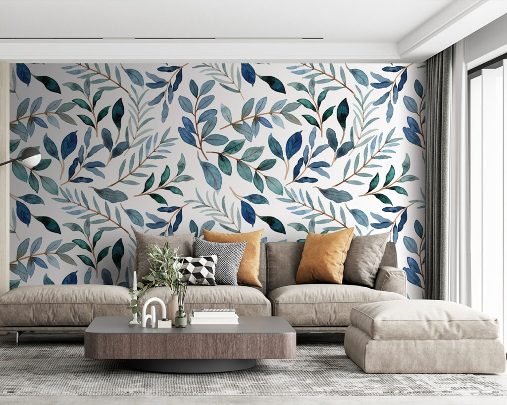 Pattern of blue and green leaves Pattern of blue and green leaves