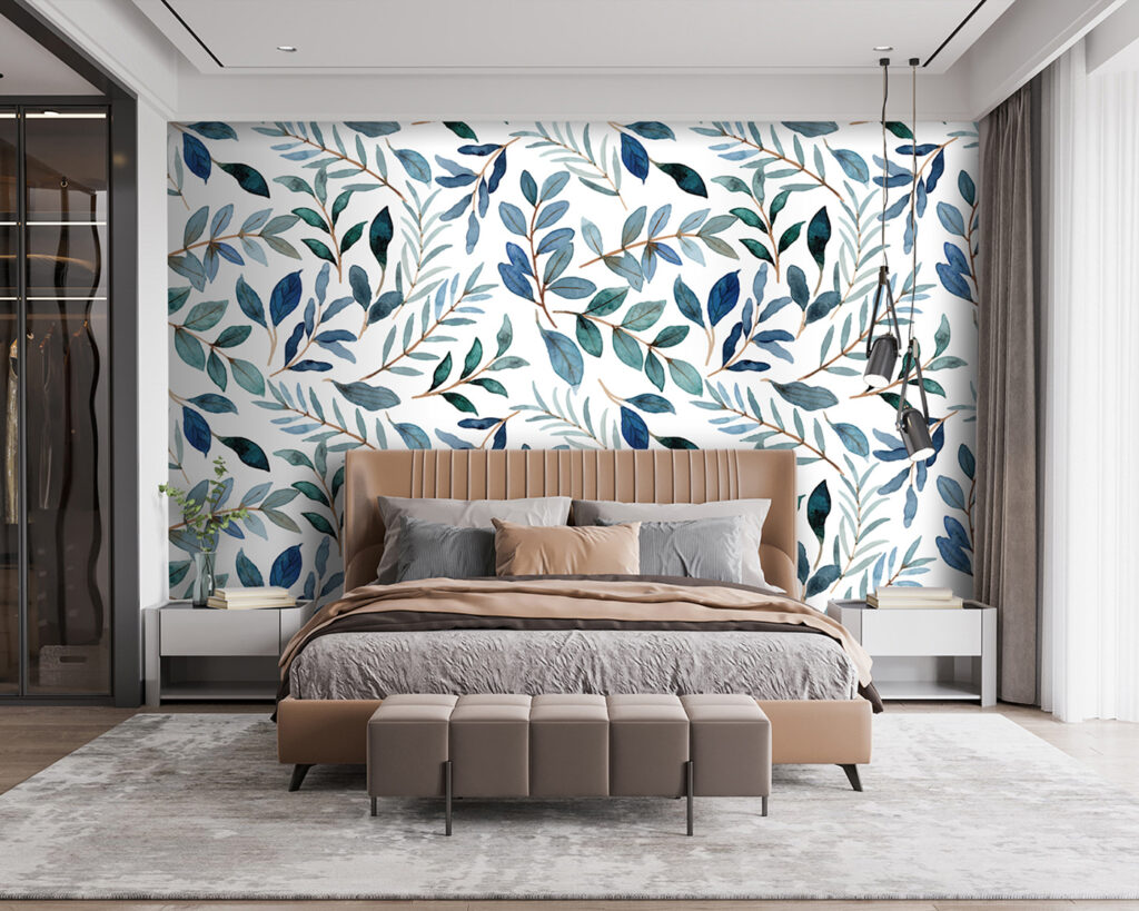 Pattern of blue and green leaves Pattern of blue and green leaves