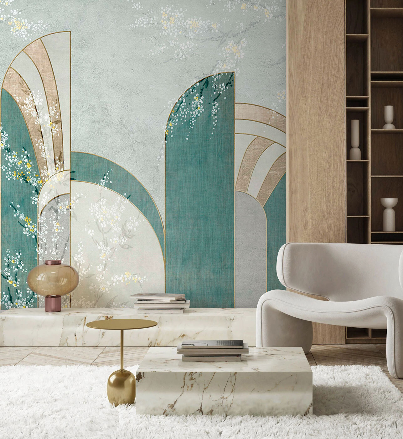 Wallpaper with flowers and archs Wallpaper with flowers and archs