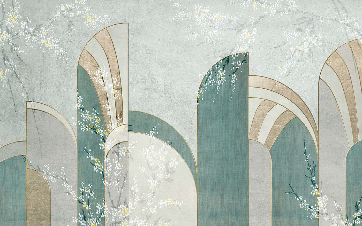 Wallpaper with flowers and archs Wallpaper with flowers and archs