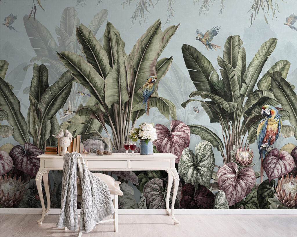 Шпалери з тропічними рослинами та птахами u96259pig5 1024x819 - Шпалери з тропічними рослинами та птахами - tegory