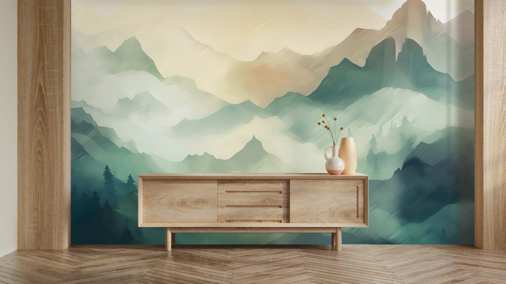 Painting of a mountain range Painting of a mountain range