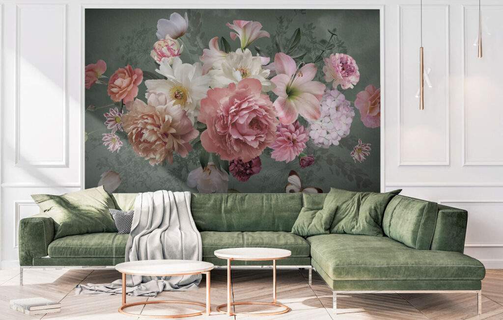 Group of flowers with a butterfly