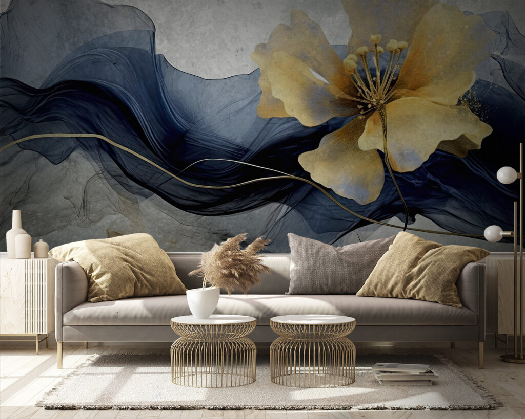 Elegant flower amidst flowing silk