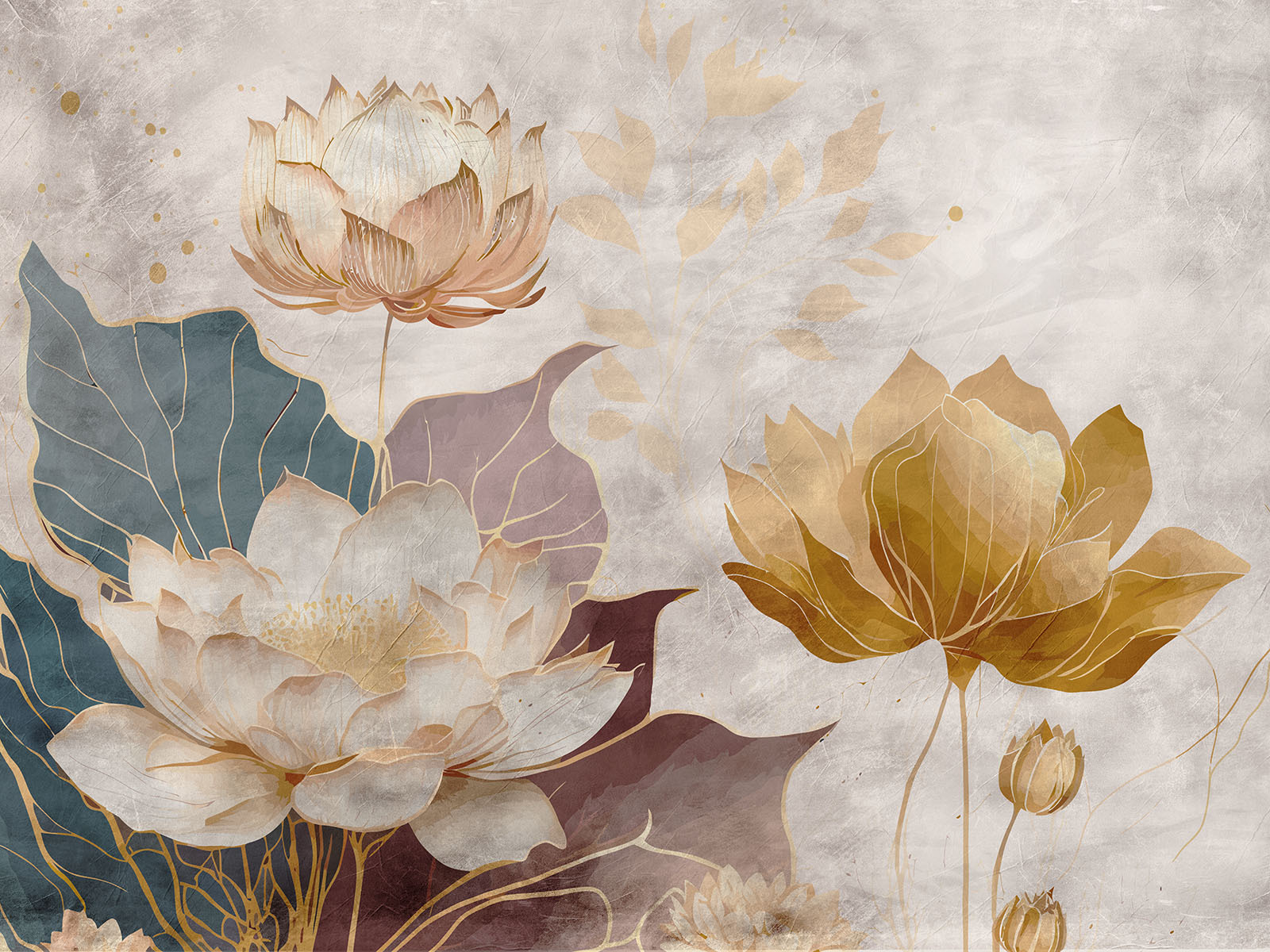 Painting of flowers and leaves