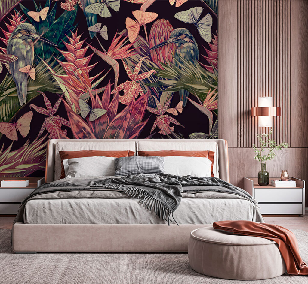 Pattern of tropical plants and birds Pattern of tropical plants and birds