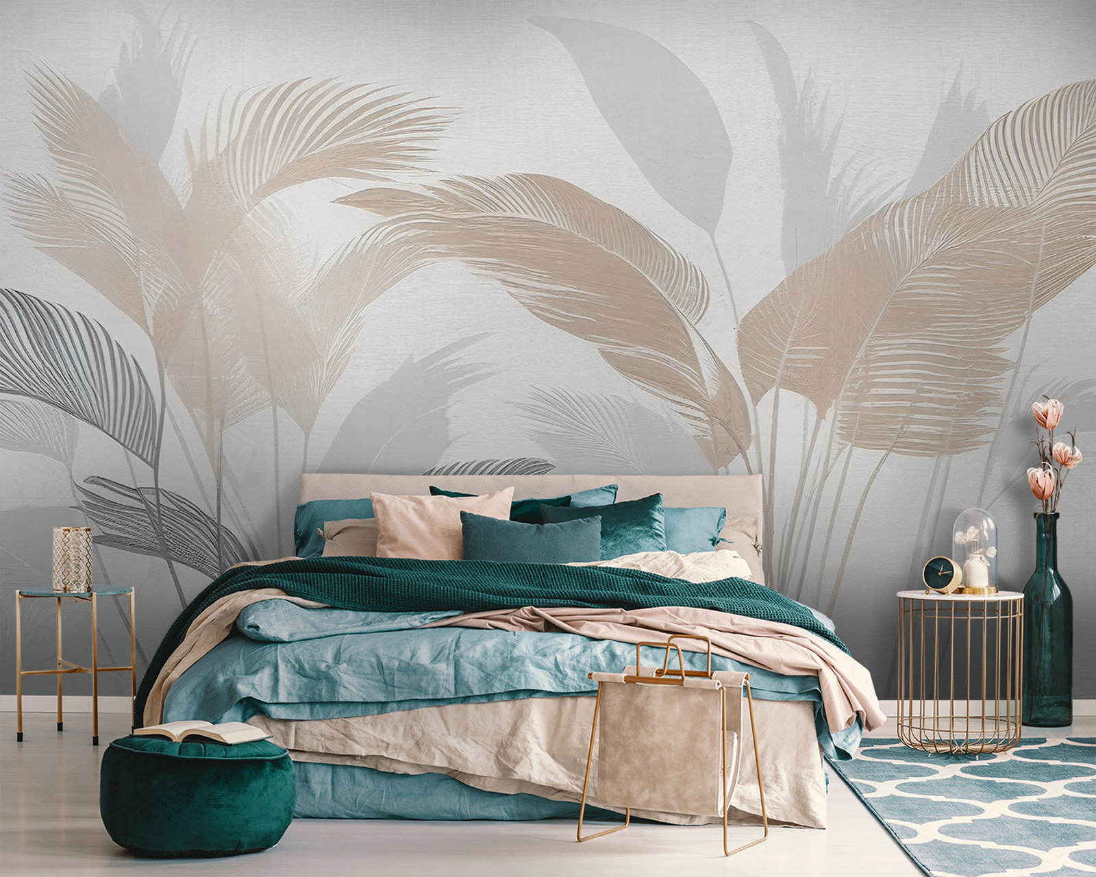 Elegant leaves in soft pastel tones