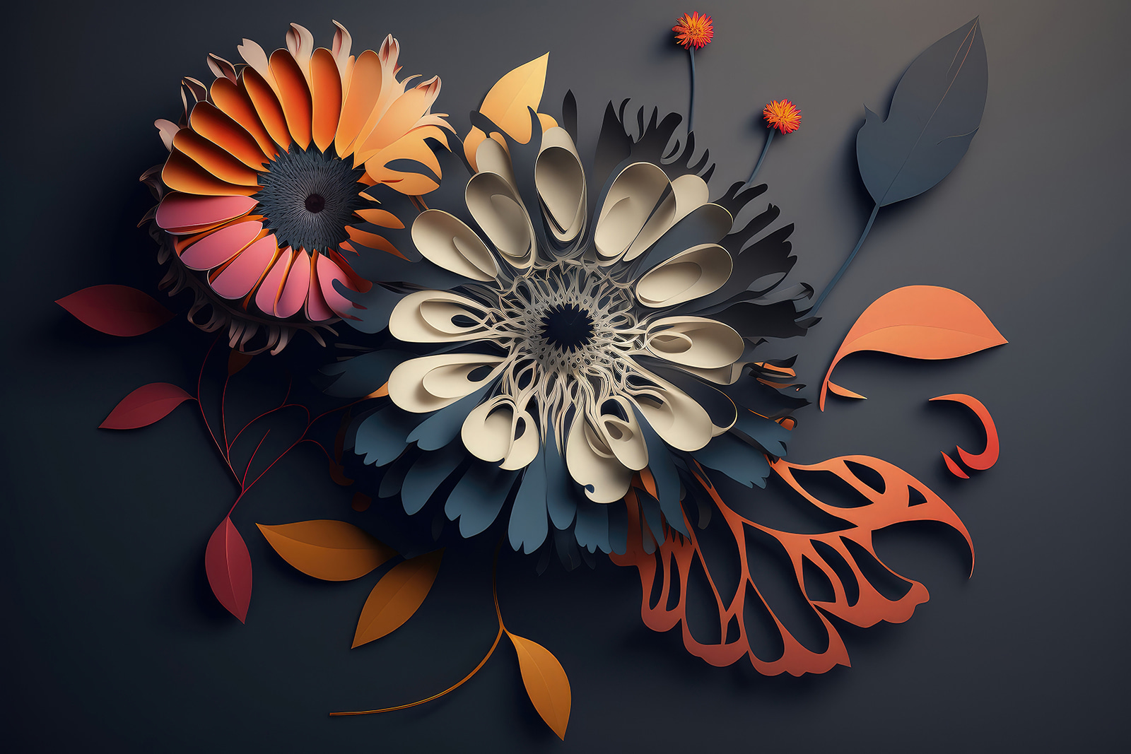 Вирізані з паперу квіти u94976p - Вирізані з паперу квіти - tegory