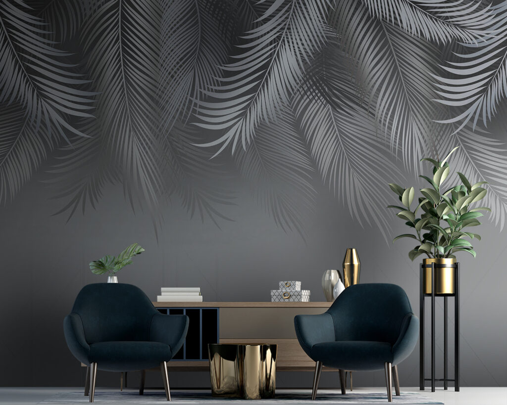 Grey and white background with leaves Grey and white background with leaves