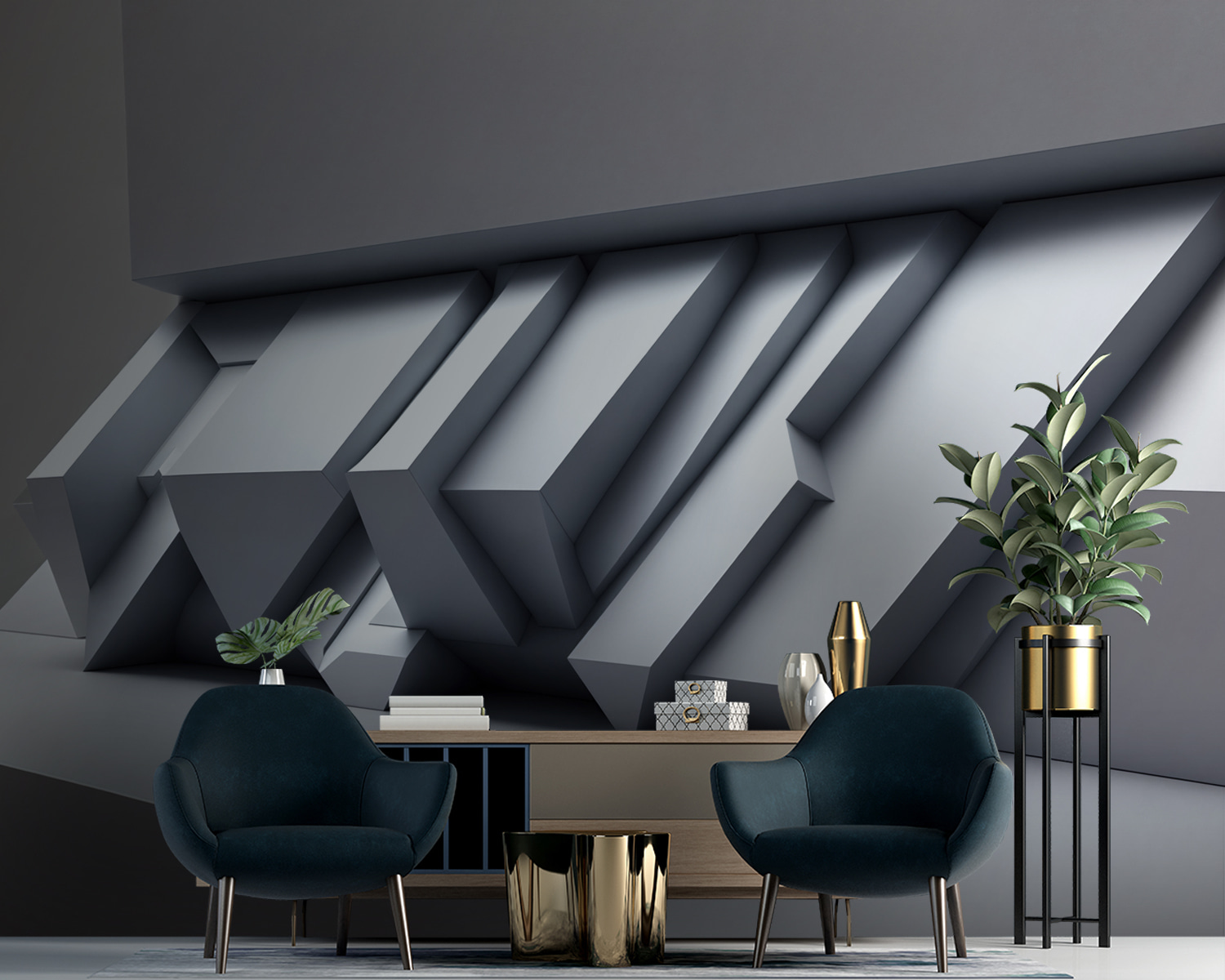 u94692pig10m - Біла стіна з геометричними фігурами - tegory