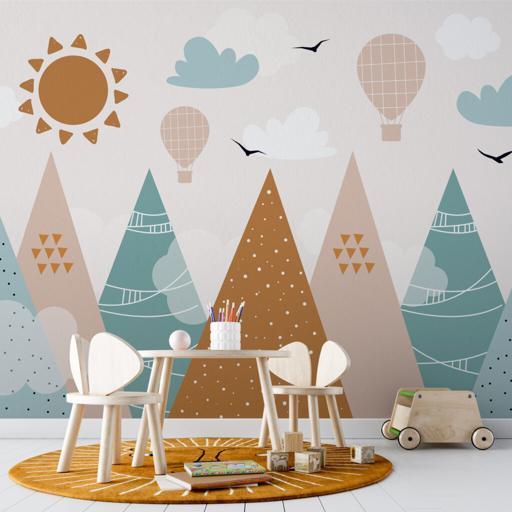 Landscape with trees and hot air balloons Landscape with trees and hot air balloons