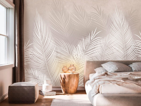 White feathers on a gray background