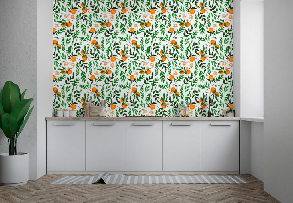 Pattern of oranges and leaves Pattern of oranges and leaves