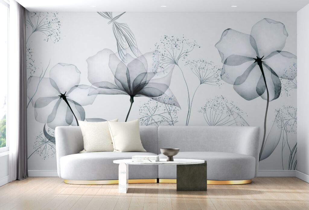 Transparent flowers with leaves