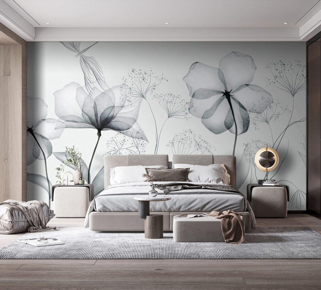 Transparent flowers with leaves