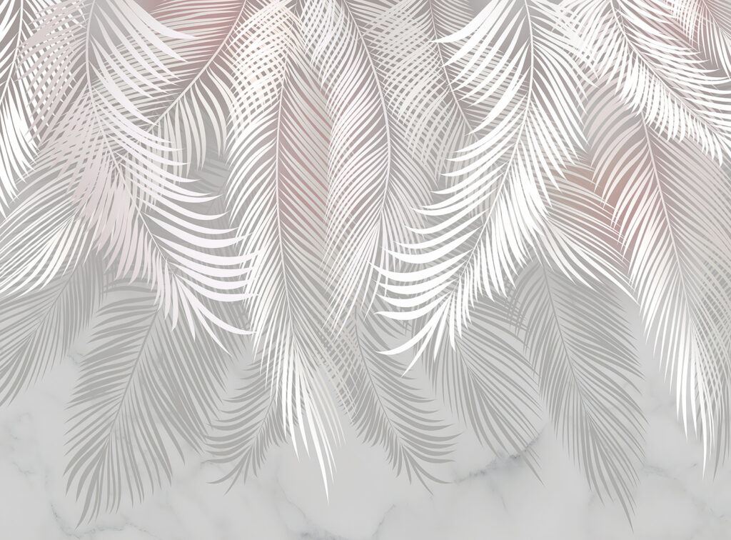 White feathers on a marble surface White feathers on a marble surface