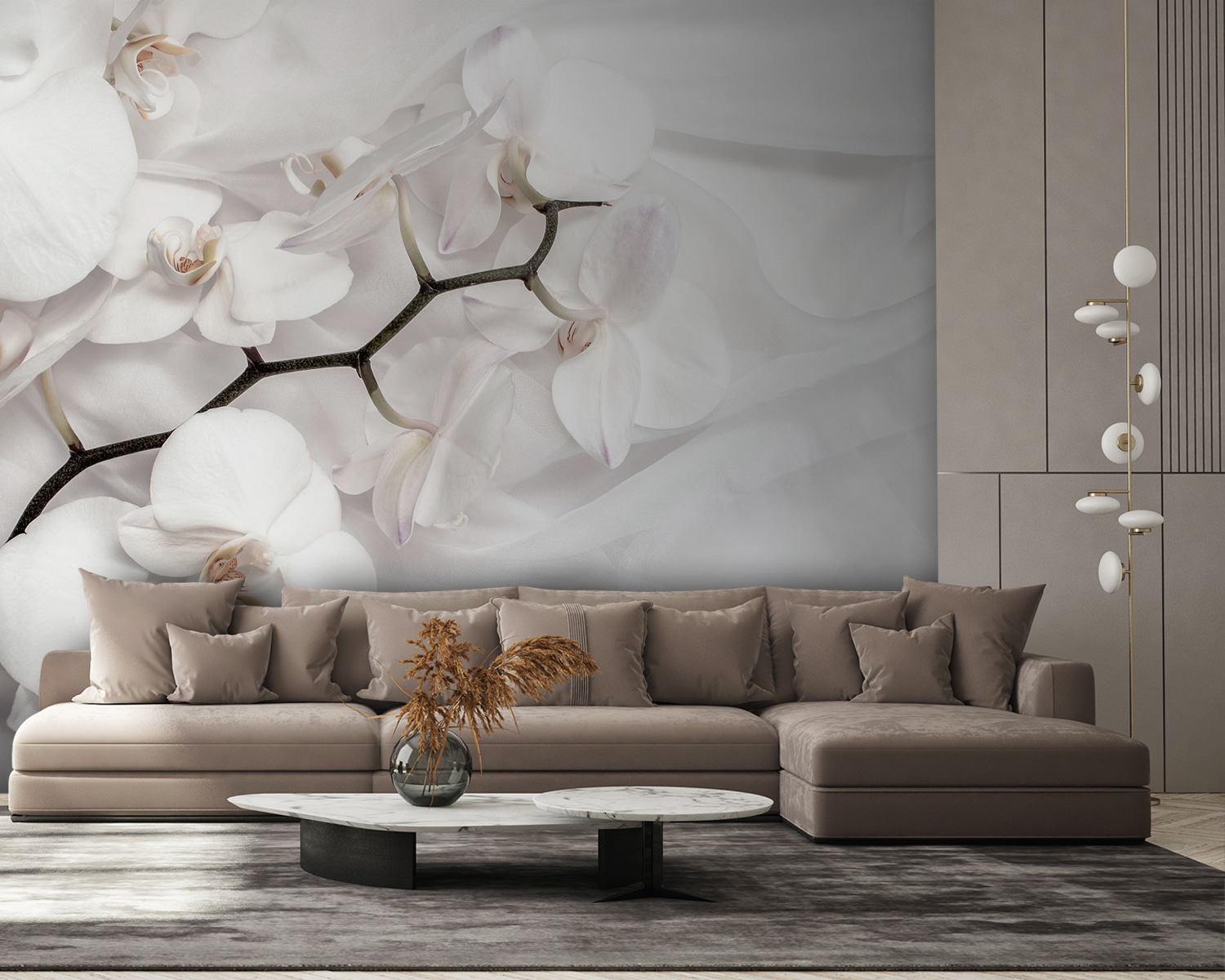 Білі орхідеї на білій тканині u94056pig58m - Білі орхідеї на білій тканині - tegory