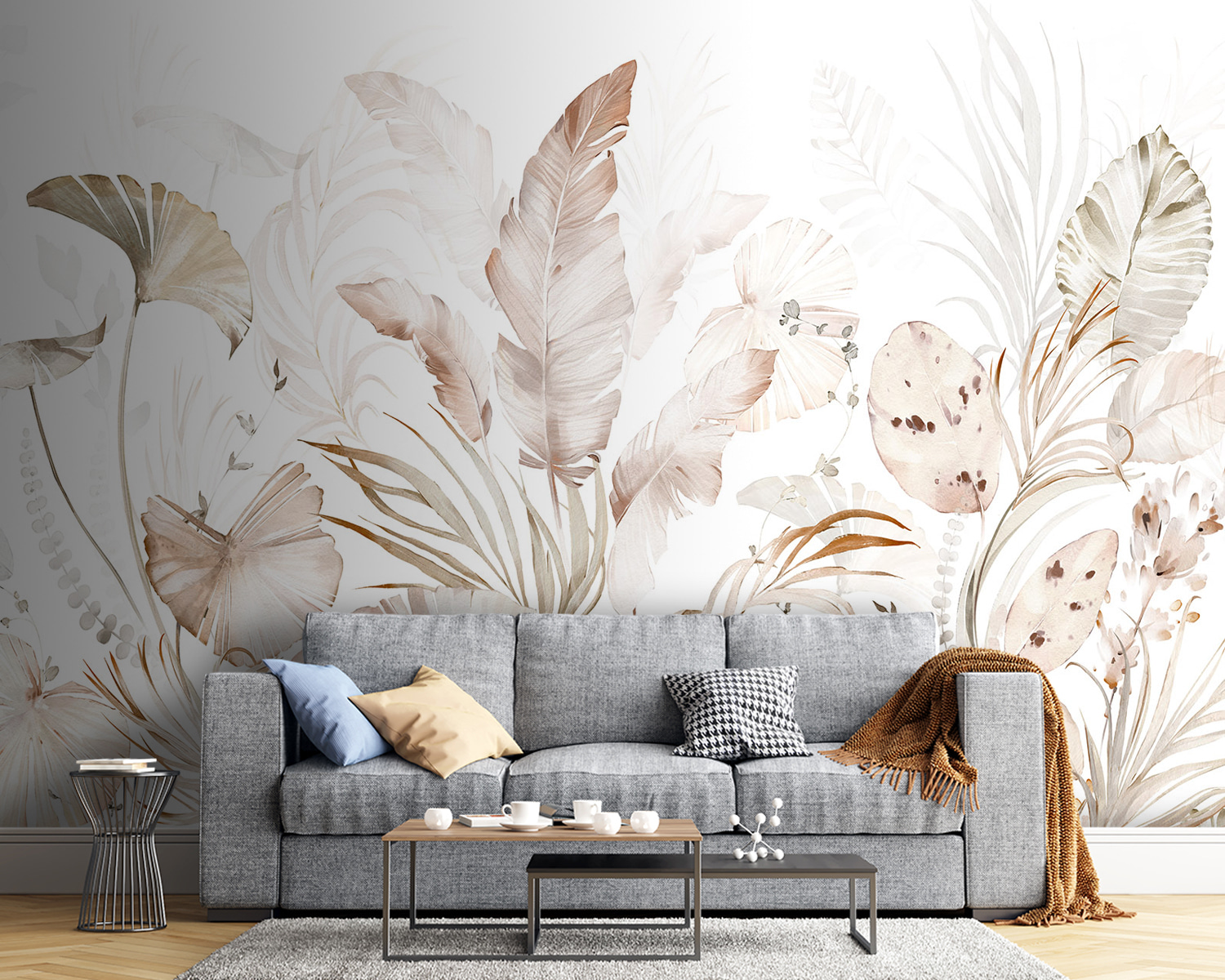 Elegant botanical elements in soft hues