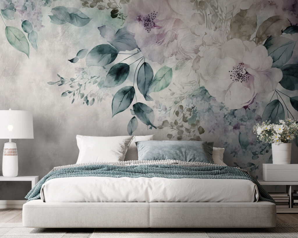 Painting of flowers and leaves