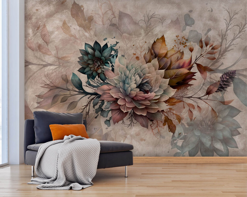 Painting of flowers and leaves