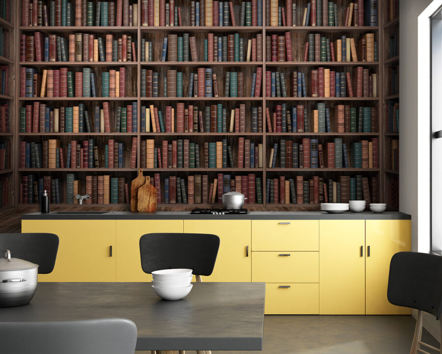 Велика книжкова полиця з великою кількістю книг