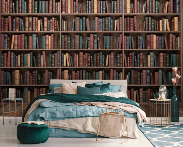 Велика книжкова полиця з великою кількістю книг Велика книжкова полиця з великою кількістю книг