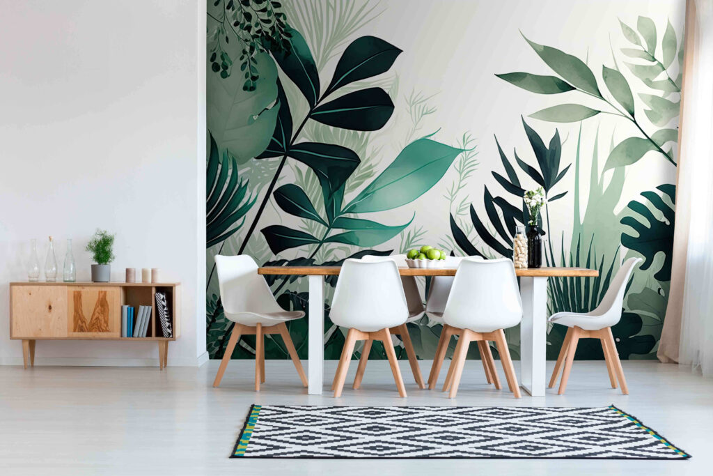 Lush green leaves in soft hues