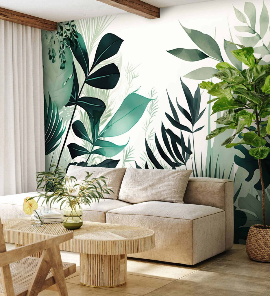 Lush green leaves in soft hues