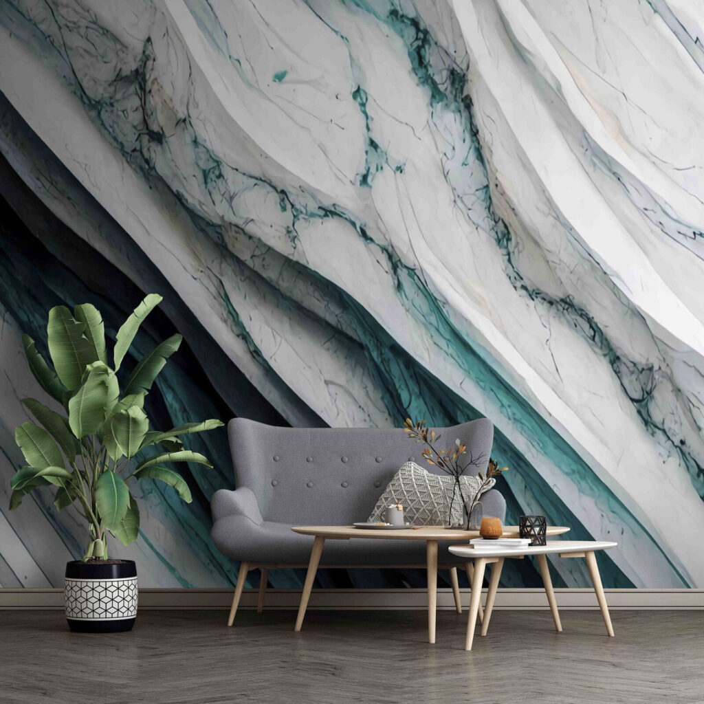 Textured waves of white and teal Textured waves of white and teal