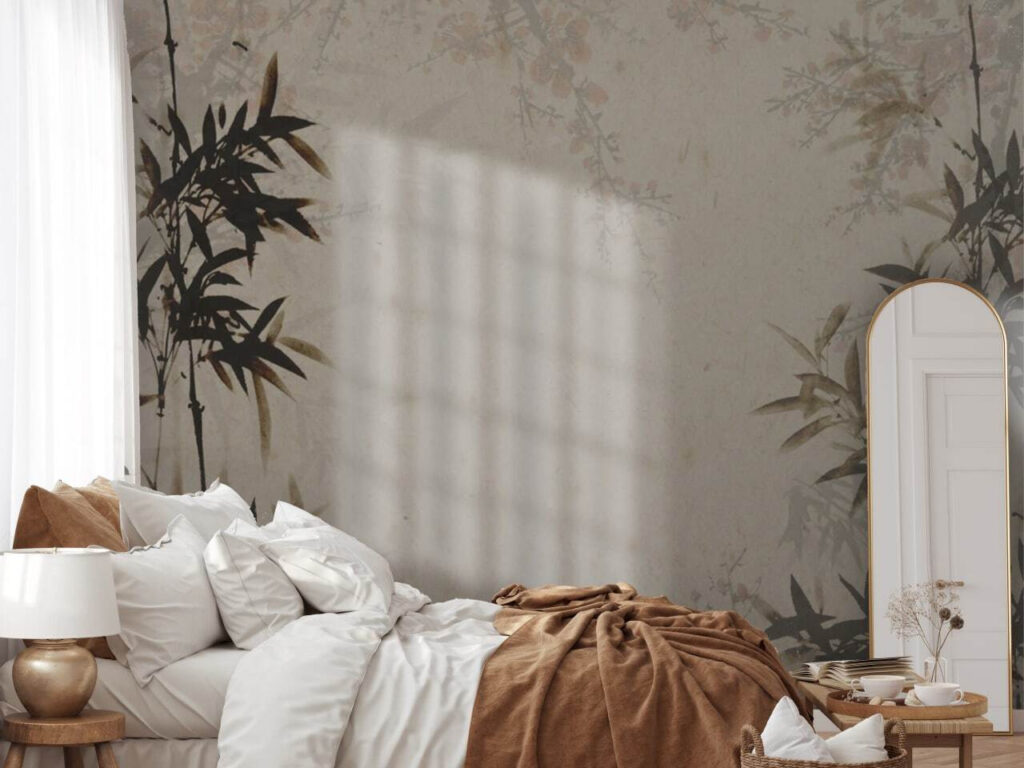 Black and white image of a bamboo plant