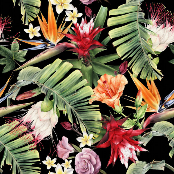 Floral pattern with flowers and leaves