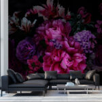 Фотошпалери Група квітів на чорному тлі