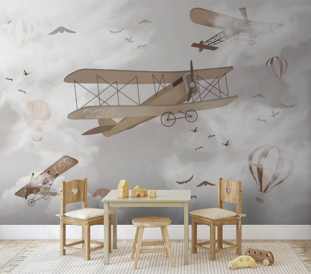 Group of airplanes in the sky