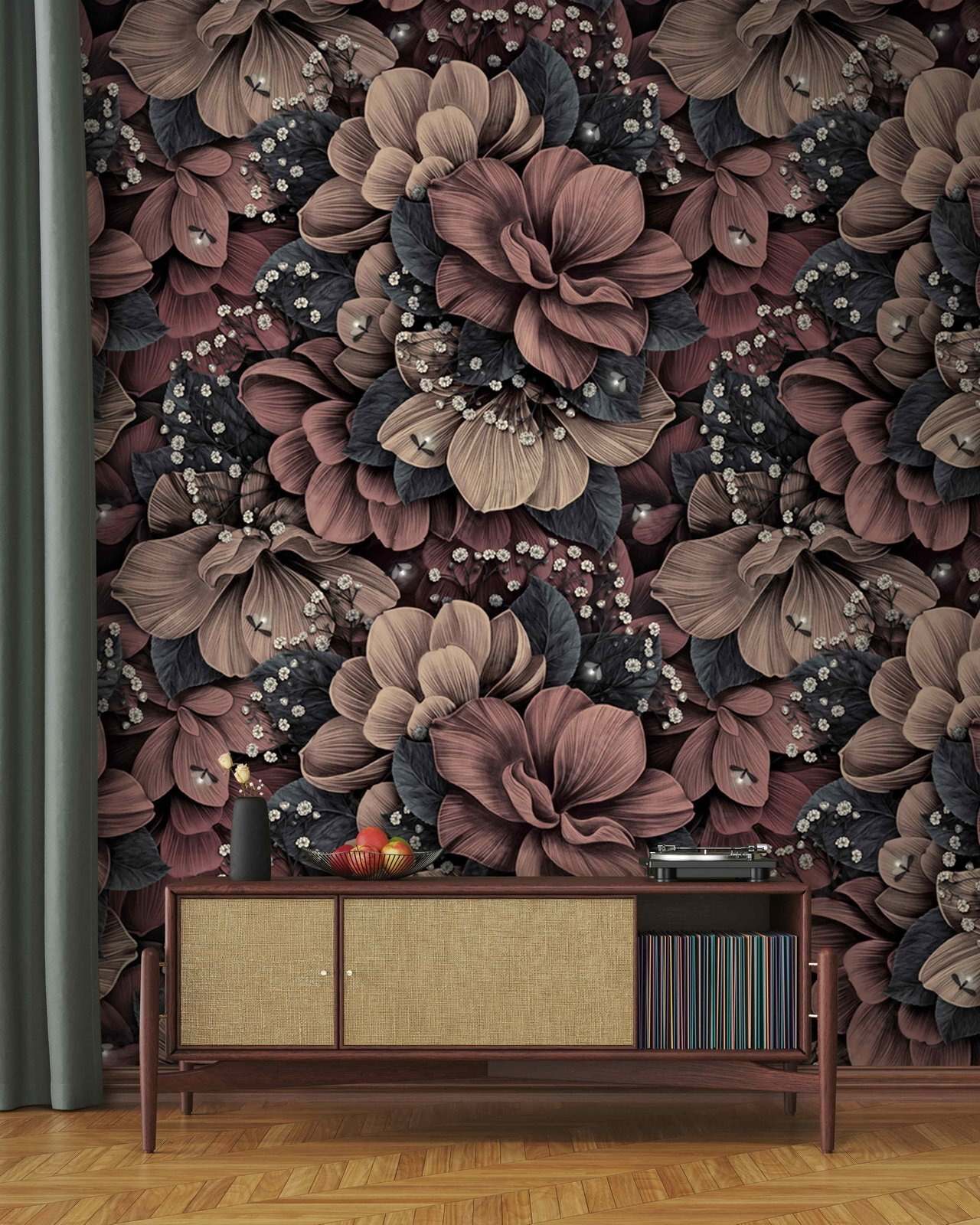 Group of flowers with small white and black leaves Group of flowers with small white and black leaves