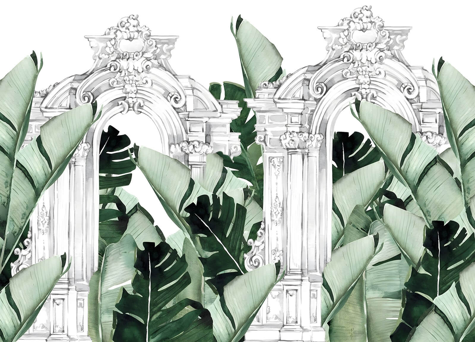 u71503p - Біла арка з зеленим листям - tegory