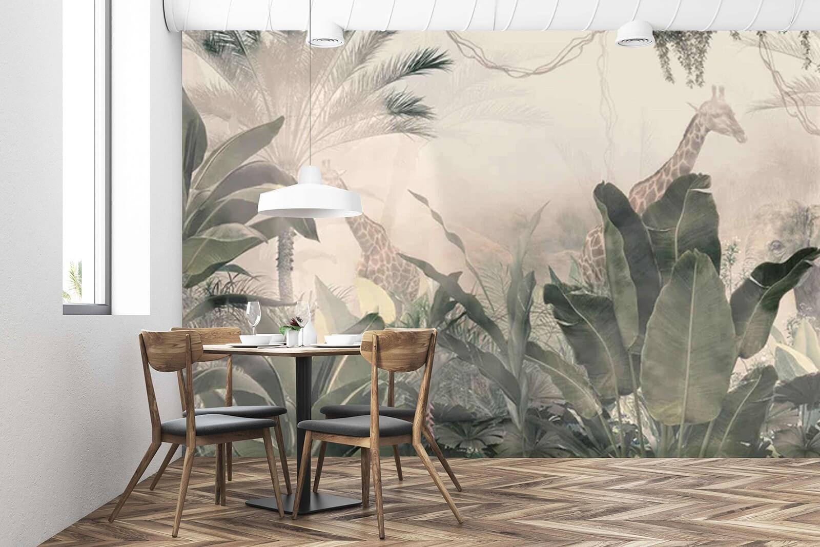 Жирафи в лісі з деревами та рослинами u71250piq1m - Жирафи в лісі з деревами та рослинами - tegory