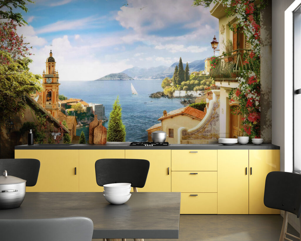 View of a town from a balcony