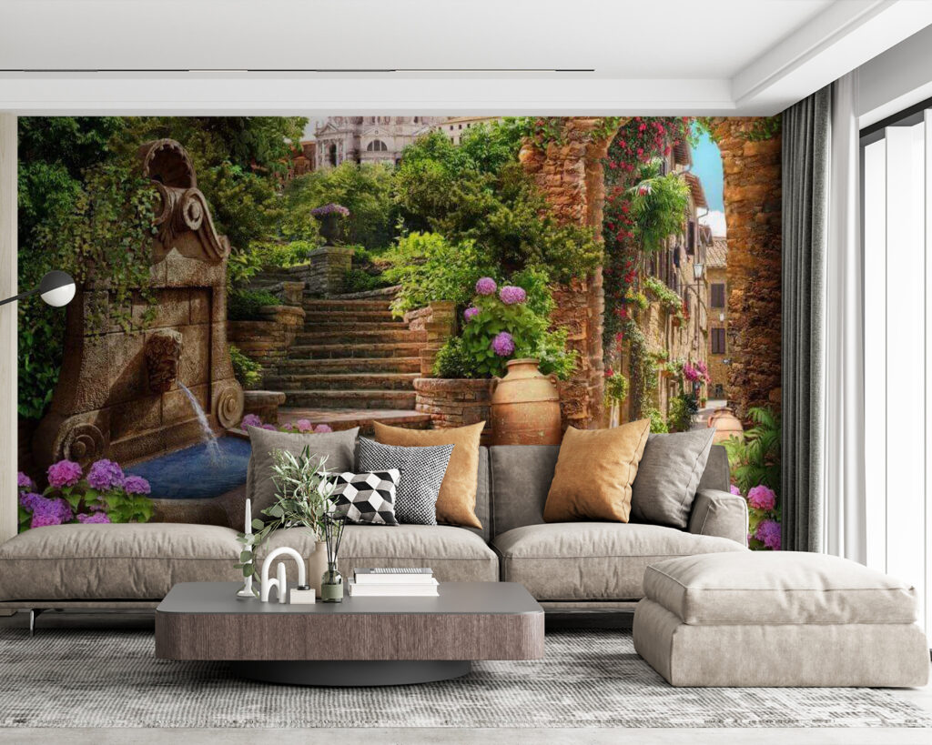 u67807pig63m 1024x819 - Кам'яна доріжка з фонтаном, сходами та квітами - tegory