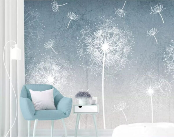 Фотошпалери Білі кульбаби в повітрі