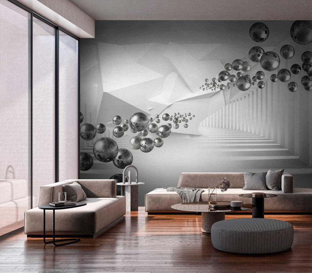 White room with white walls and white columns